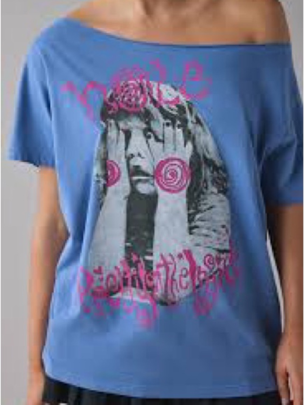 DAY Hole Pretty On The Inside Graphic Off-The-Should T-Shirt Size Large 90s